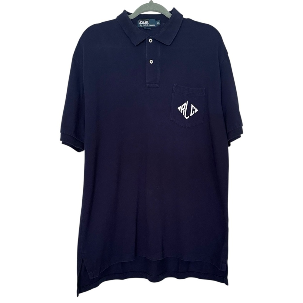 Polo Ralph Lauren Polo Shirt Blue RLC Embroidered Pocket Logo Mens XL Golf Rugby